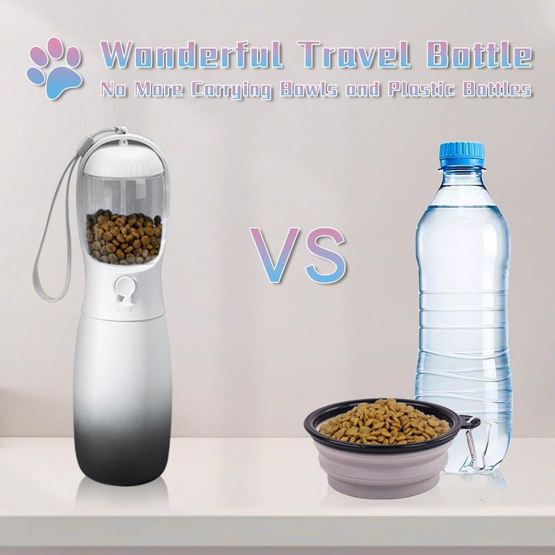 MITOCAPY Portable 2-in-1 Pet Water Bottle with Food Container, Large Capacity Dog Water Dispenser, Outdoor Accessories for Camping, Gifts (19Oz, Black&White) - Image 5